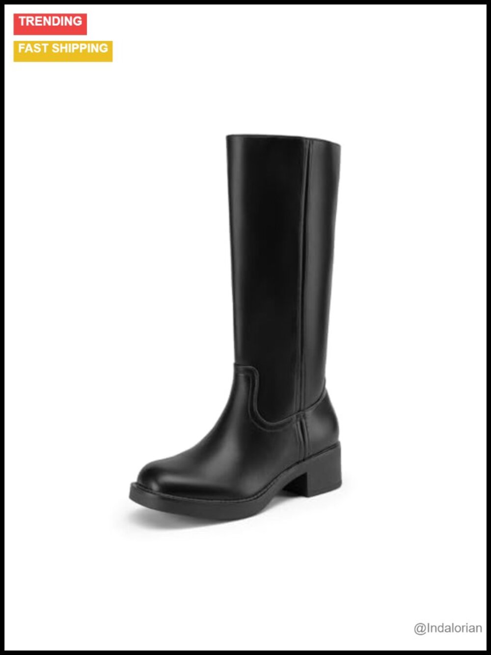 Women's Square Toe Platform Chunky Block Heel Knee High Riding Boots